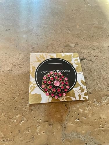 Broche de flor rosa estilo vintage accesorio chapa cristales 4