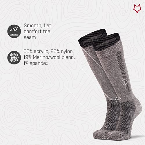 Foxriver Unisex Snow Pack Medium-Weight Snow Over-The-Calf (2 Pair Pack) Skiing Socks, Black, 12-14.5 Us #TOP3