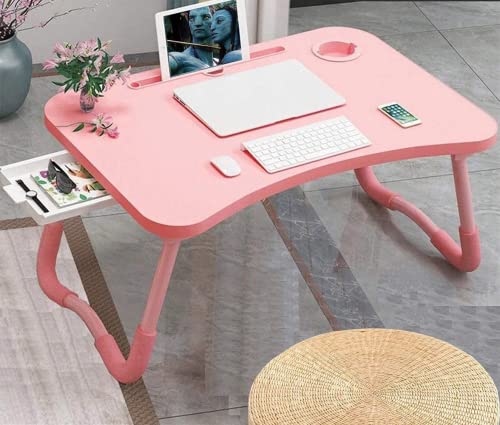 Foldable Bed Table for Laptop, Laptop Desk Table Stand, Laptops Bed Tray Table with Storage Drawer, Notebook Stand Lap Desk for Writing Reading Eating, Portable Laptops Table for Beds Sofa Floor by Handisen - Used condition - US$24.15