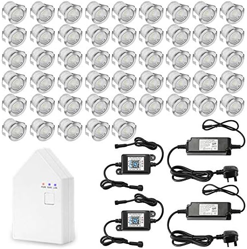 RGB Led Decking Lights 12V 0.5W Waterproof IP67 Ø30MM - Bluetooth Mesh Led Plinth Light Kits for Terrace/Patio/Path/Wall/Garden/Decoration, 20 Packs