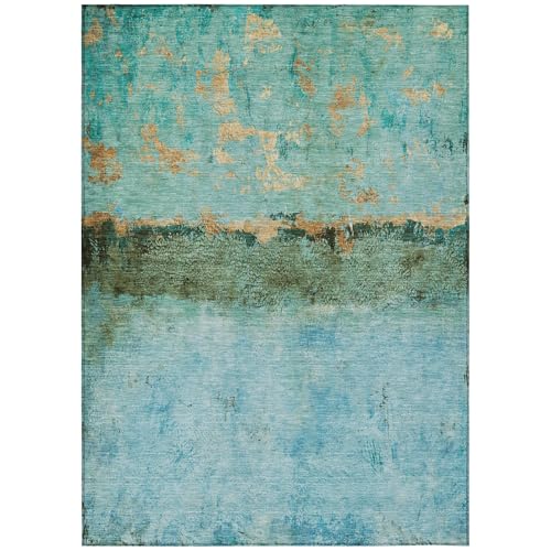 Addison Rugs Chantille ACN1716 Teal 3' x 5' Indoor/Outdoor, Machine Washable, Easy Clean, Non Shedding, Bedroom, Living Room, Dining Room, Kitchen, Patio Rug by Addison Rugs - Image 2