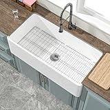 HOMLYLINK Extra Large White Farmhouse Sink 36 x 18 Inch, Firecaly Apron Front Undermount Farm Kitchen Sink Single Bowl for Kitchen, w...