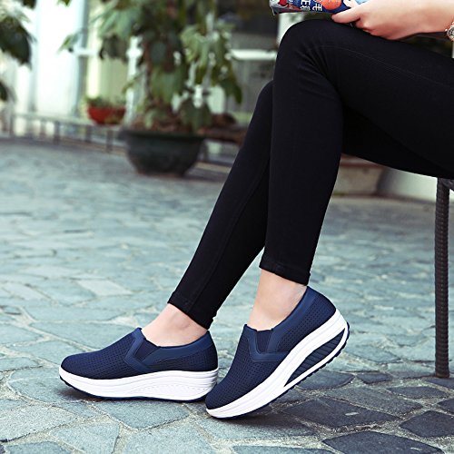 Image of L LOUBIT Women Wedge Shoes Breathable Mesh Sneakers Slip On Comfort Walking Shoes