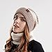 NOOFNO Beanies Neckerchief with Hair Attached for Women Winter Plush Warm Hats with Detachable Synthetic Hair Piece Hat Wigs,Beige