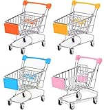 Drehdy Mini Supermarket Handcart, 4 Pcs Mini Shopping Cart Supermarket Handcart Shopping Utility Cart Mode Storage Tools(4 Color)