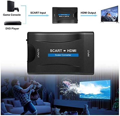 Adapter Scart Hdmi Konwerter Scart na Hdmi Adapter Audio Wideo Konwertuje Analogowe wejście Scart na Wyjście Hdmi 720p/1080p Dla Projektora Monitor HDTV STB VHS Xbox PS3 Sky Blu-ray DVD