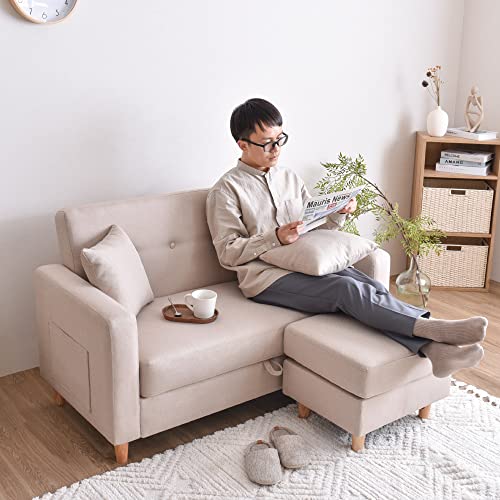 VENTOTA ソファー ソファ コンパクトソファ 2人掛けソファ 収納付き オットマン付き 幅124cm カウチソファ ローソファー 跳ね上げ式 おしゃれ 一人暮らし コンパクト シンプル モダン 北欧 Colomi GY vo419978 [2]