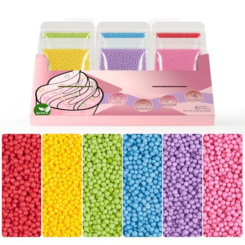 Dye Free Nonpareils Sprinkles, Rainbow Cake Sprinkles, 6 Colors, 180g