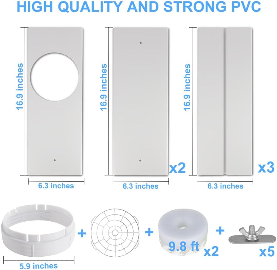Portable Air Conditioner Sliding Door Vent Kit, 2024 New Upgrade Portable Air Conditioner Window Kit for Sliding Door, Max length 90inches, Ac Vent Kit for Exhaust Hose with 5.9"/15cm Diameter