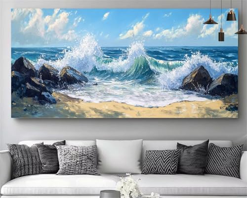 Broderie Diamant Kit Complet mer 100x200cm avec strass 5D brillant