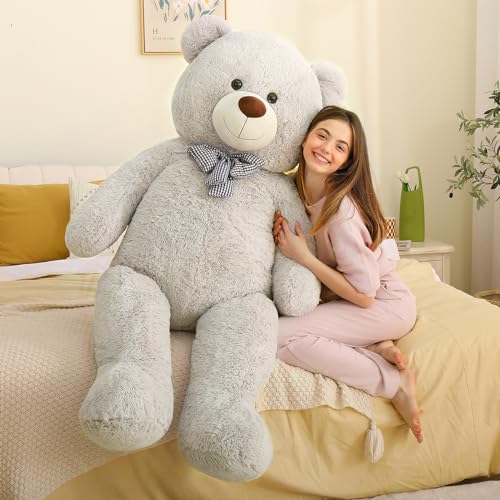 MorisMos 140cm riesen Teddy, groß teddybär XXL Valentinstag deko bär, weich XXL Kuscheltier plüschbär Kinder Jungen männer Mann fruend