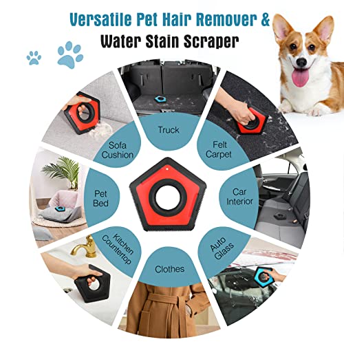 Image of VavoPaw Pet Fur Remover - Multifunctional Brush for Car Interior, Couch, Carpet, Sofa, Furniture, Lint Removal, Red
