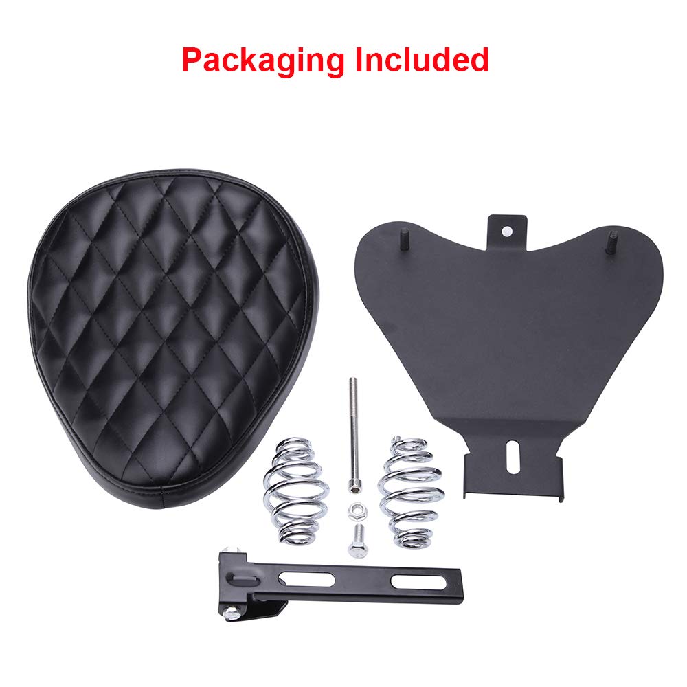 DREAMIZER Bobber-Sitz Motorrad-Solo-Sitz-Kit mit gefedertem weichem Motorrad-Heckpolster-Sattel für Sportster XL1200 883 48 Forty Eight Fatboy Softtail Dyna Street Glide (Schwarz Rhombus)
