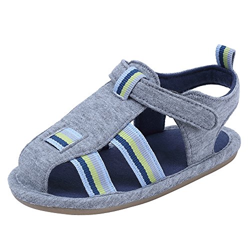 Kuner Baby Boys and Girls Canvas Rubber Sloe Outdoor Non-Slip Sandals First Walkers (13.5cm(12-18months), Grey)