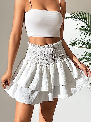 Casual Skirt for Women High Waist Ruffle Hem Skirt Trendy2