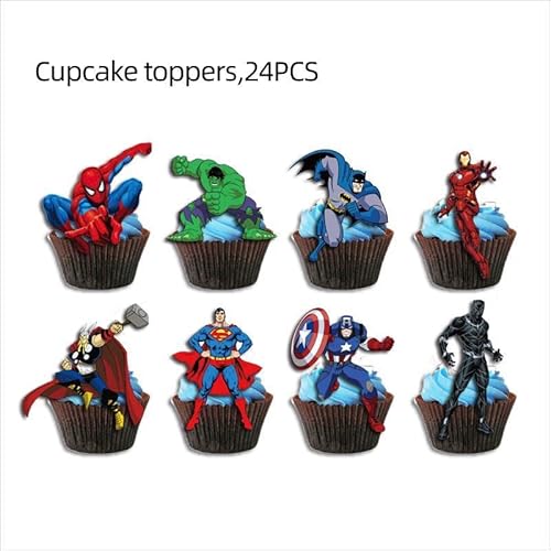 Super Hero Birthday Party Supplies,Super Hero Birthday Party Cupcake Toppers For Kids Gift Birthday Party Favors (25Pcs) #TOP1