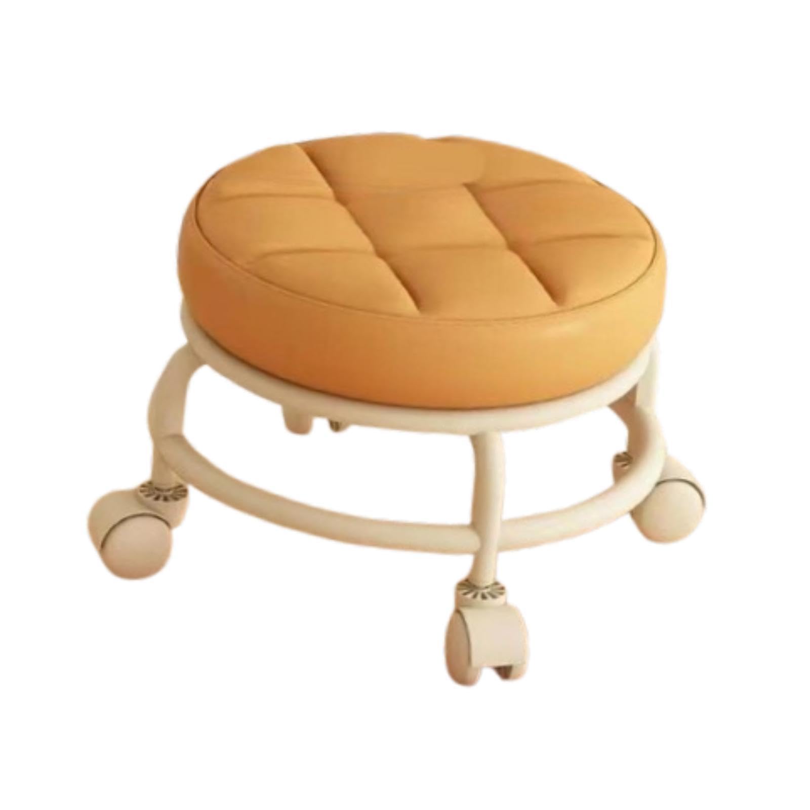 The Style Sutra Low Rolling Stool Round Low Height Low Roller Seat for Office Porch Playroom Orange|1 Low Rolling Stool | Ottomans, Footstools & Poufs