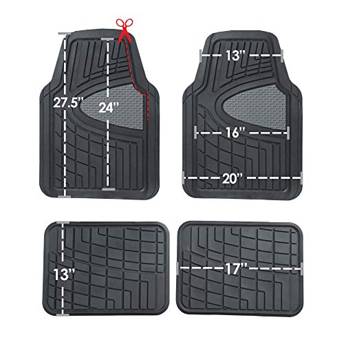 Automotive Floor Mats Red Universal Fit Heavy Duty Rubber Fits Most Cars, Suvs, And Trucks, Full Set Trim To Fit Fh Group F11311Red #TOP3