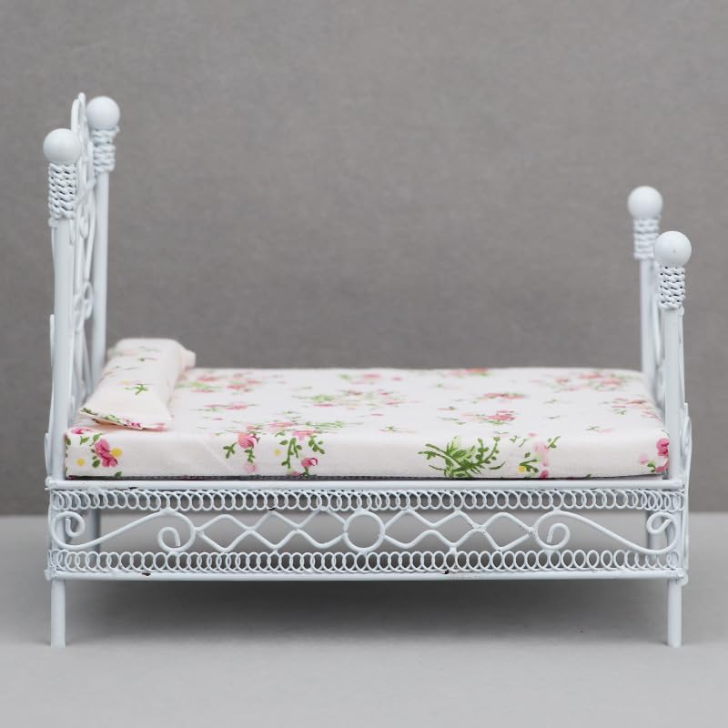 AirAds Dollhouse 1:12 Scale Dollhouse Miniature Iron Bed and Night Stand (Lot 2)
