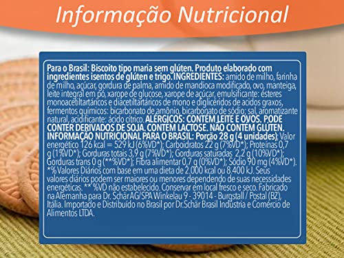 Kit 3 Biscoito Maria Sem Glúten Plain Biscuits Schar 125g