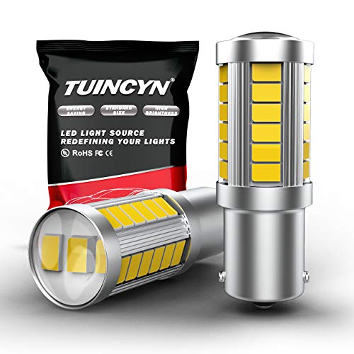 TUINCYN 1156 LED Bulb White Brake Light Bulb Super Bright 8000K 5630 33SMD 1141 1073 7506 BA15S Turn Signal Light Back Up Reverse Light Tail Parking Light RV Light Lamp DC 12V (Pack of 2)