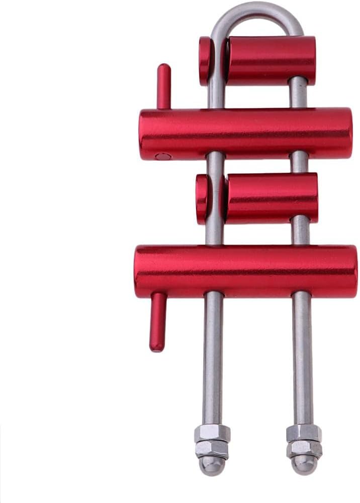 Aluminum Climbing Rack Descender 4 Bar Brake for Rappelling - Adjustable Friction Tree Arborist Gear - Outdoor Rope Access Descending Equipment - Red