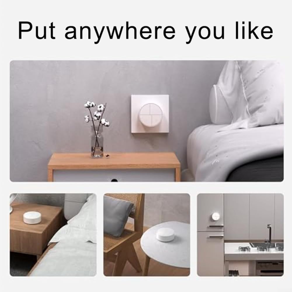 Bezprzewodowy przycisk Smart Scene 4 w 1, SNZB-01M, bezprzewodowy przycisk Smart Button, Home Automation Wall Mounted Remote Control Panel do Home Assistant, do Zigbee2MQTT, biały