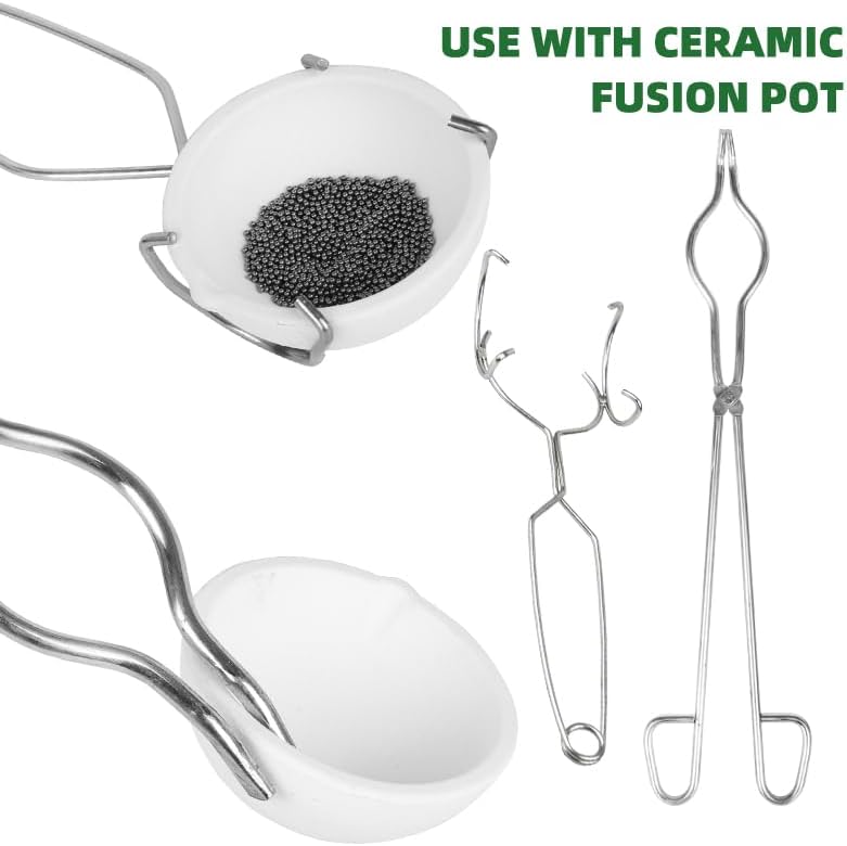 Miniatura 3 de YIEPET Pinza de crisol,Abrazadera de soporte de horno de fusión de oro de acero,Pequeño crisol de cerámica de fusión plato taza Whip pinzas mango 2A