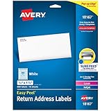 Avery Address Labels with Sure Feed for Inkjet Printers, 0.5' x 1.75', 800 Labels, Permanent Adhesive (18167), White