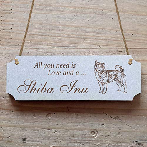 Schild « SHIBA INU » 15 x 5 cm - Dekoschild Holzschild Türschild - Hund Haustier