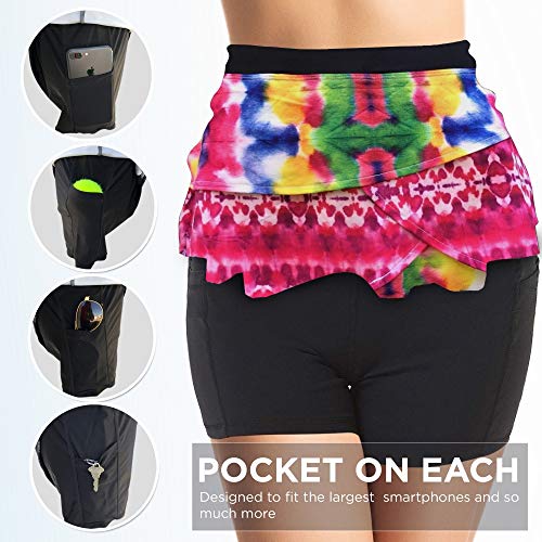 Xrszchic Womens Tennis Golf Skirt Athletic Exercise Printed Skorts Short Pocket (Colorful Tye Dye, Large) #TOP3