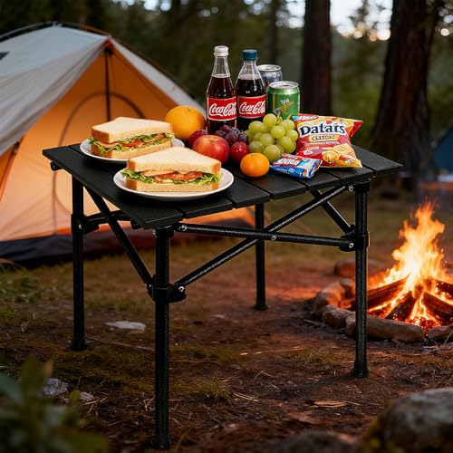 Mesa de Camping DanCoom Plegable y Ajustable de Aluminio para 2-4 Personas Negra Cuadrada miniatura 7