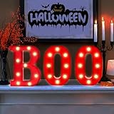 Halloween Decorations, 'BOO' Light Up Sign, LED Marquee Light Up Letters, Halloween Decor Indoor for Kitchen, Bedroom, Party, Tabletop