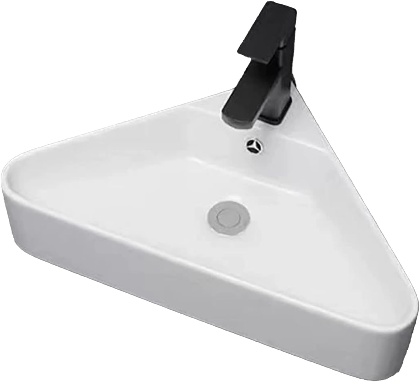 bathroom sink, Corner Wall Mount Bathroom Sink, Triangle Shaped ceramic sink, corner bathroom vanity with Overflow