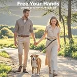 Hands Free Dog Leash, 8.5ft Adjustable Hands Free Leash for Medium Dogs, Versatile Handheld Crossbody Waist Lead with 3 Rings, Easy Adjust for Running Jogging Walking, Sponge Handle, Black