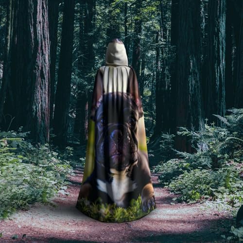 Cape à capuche carlin noir médiéval costume cosplay Noël - 6