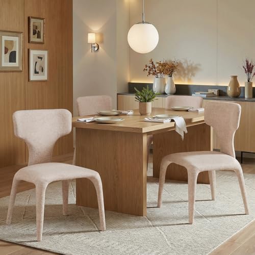 Butaca curva minimalista beige tapizada miniatura 1