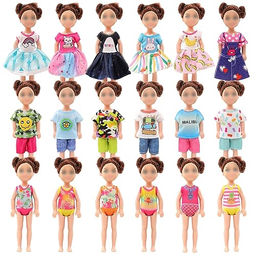 ENOCHT 15 Set 5.3 Inch Doll Clothes 5 Outfit 5 Dresses 5 Swimsuits for 4-6 Inch Girl Doll Clothes Dress
