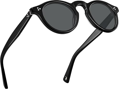 CARFIA Retro Mens Sunglasses Women Polarized UV400 Protection, Small Round Acetate Italian Luxury Style Driving Shades