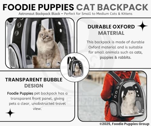 Image of Large Cat Backpack Carrier ExpandablePet Carrier Backpack for Small Medium Cats Fit Up to 18 Lbs, Foldable Puppy Backpack Carrier for Travel,Hiking (Black, Bubble)