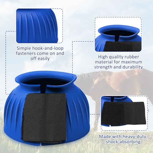 Image of Abbylike Bell Boots for Horses 1 Pair /2 Pair Available, Protect Against Hoof Impact Trauma, Rubber Bell Boots Horse Care for Turnout, No Rub Design Wrap Hook and Loop