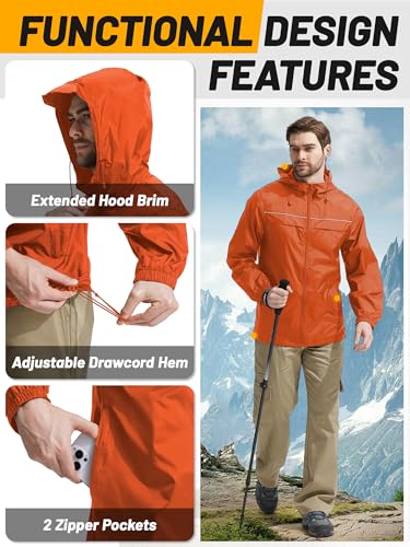 Image of SWISSWELL Mens Rain Jacket & Coats Packable Lightweight Waterproof Rain Shell Hooded for Golf Travel Hiking