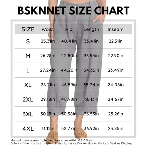 Linen Capri Pants for Women Casual Loose High Waisted Wide Leg Crop Pants Lightweight Trousers with Pockets3