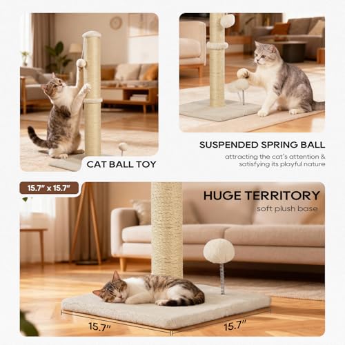 Rascador para gatos Dkelincs torre beige 33 pulgadas miniatura 4