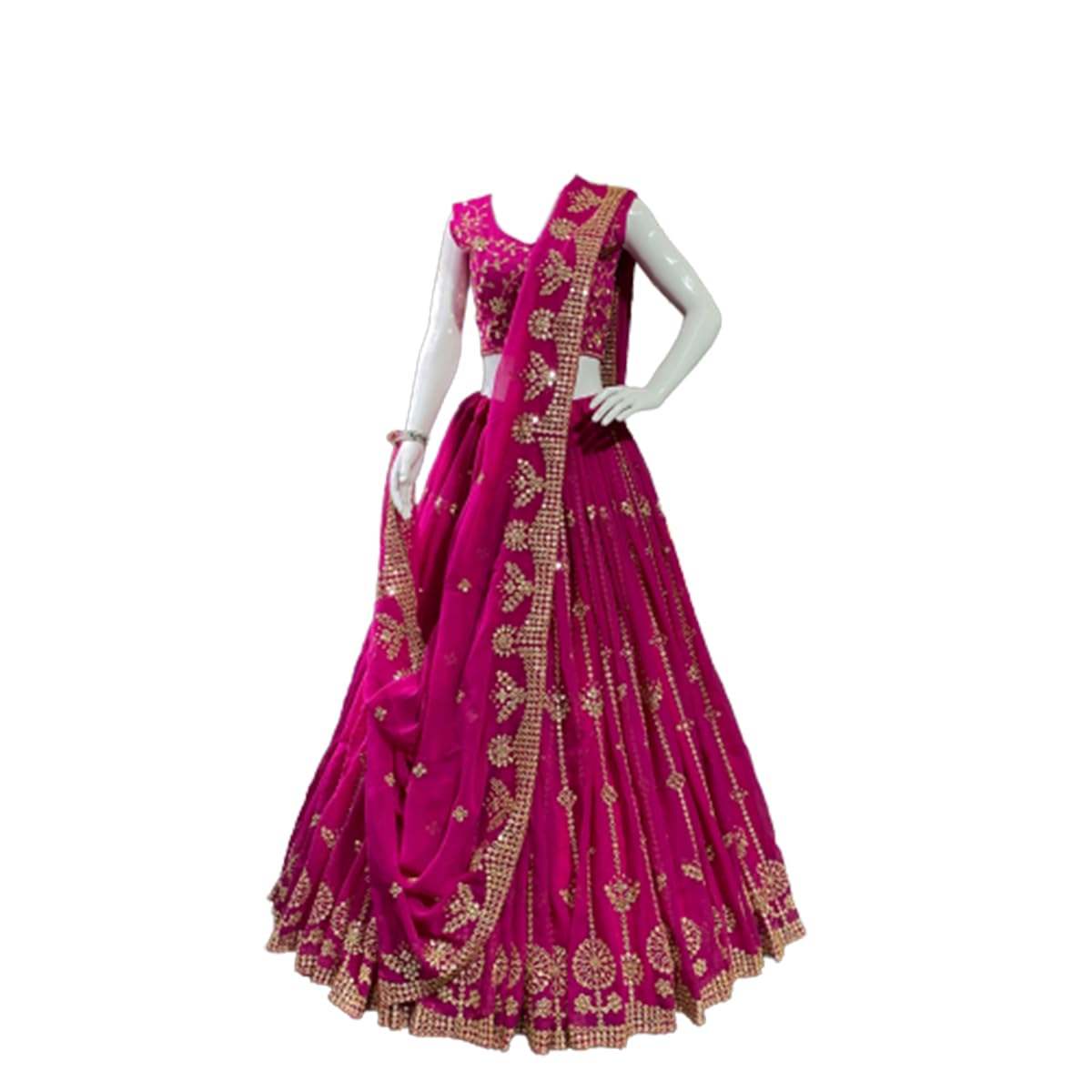 WOMEN'S Georgette weddinds Lehenga Choli (SF-ver6no Red1 Free Size)-image-13