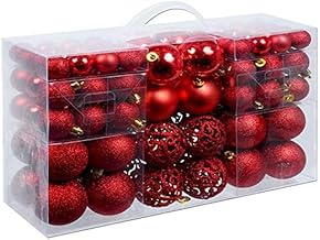 Pack of 100 Shatterproof Christmas Baubles with Hook Christmas Baubles Diameter 3/4/6 cm, Decorations and Decorations for Christmas Trees (Red)