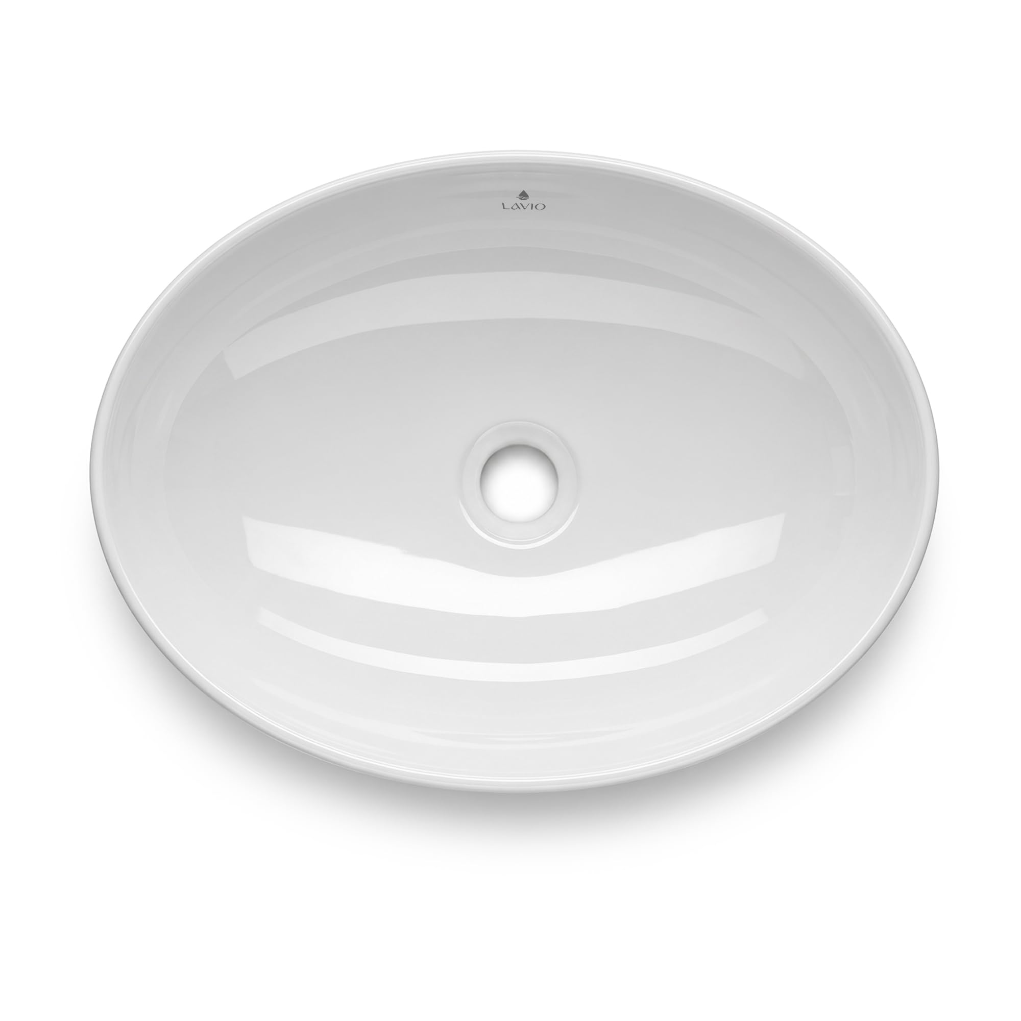 AKORD Lavabo sobre Encimera Ovalado OVALIS de Cerámica para Baño y Aseo, 41 x 33 x 14,5 cm, Blanco brillante