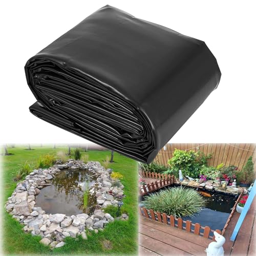 Revestimiento flexible negro para estanques, 10 x 20 m, duradero, 0,12 mm de grosor, para estanques koi y cascadas de jardín