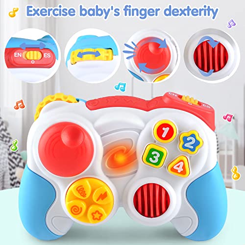 PLAY Baby Controller Toy - Bilingual Spanish & English Learning Toys, Pretend Video Game Controller & TV Remote Combo with Music and Light, Christmas Birthday Gift for Infants Toddlers 12+ Months - Thumbnail 4