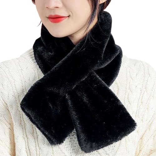 Womens Fur Collar Scarf, Faux Fur Scarves for Women, Neck Shrug for Spring Fall Winter Super Soft Cozy (Black)3